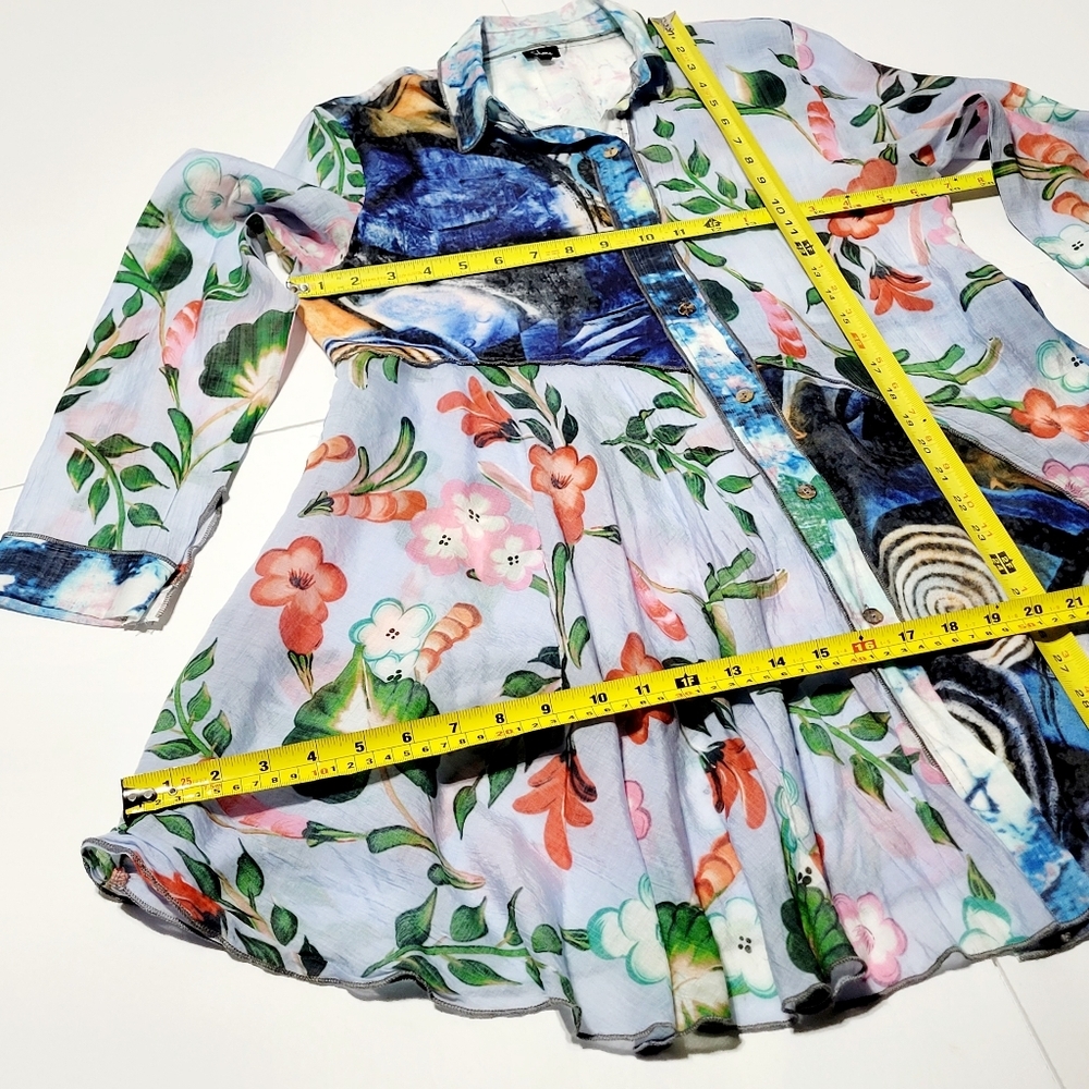 Shana Floral Flowy Fairycore Long Sleeve Sheer Top (L) - Picture 13 of 16